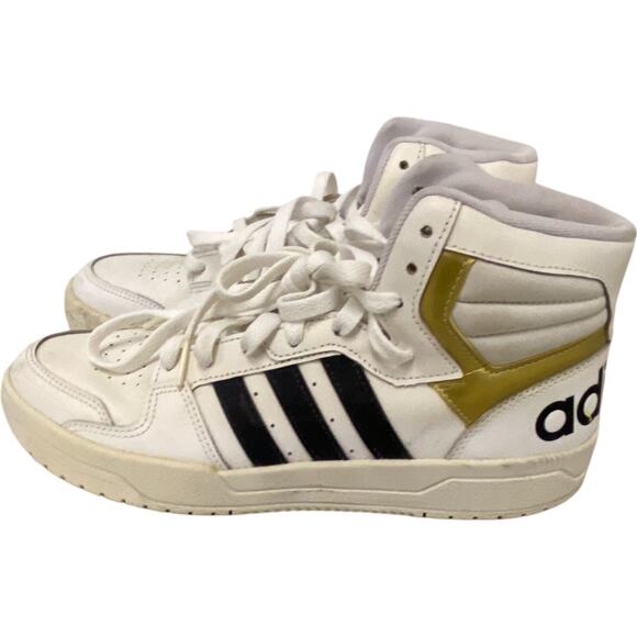 Adidas Entrap Mid Top Basketball Shoes Mens Size 9 White Leather Gold Trim main image 4